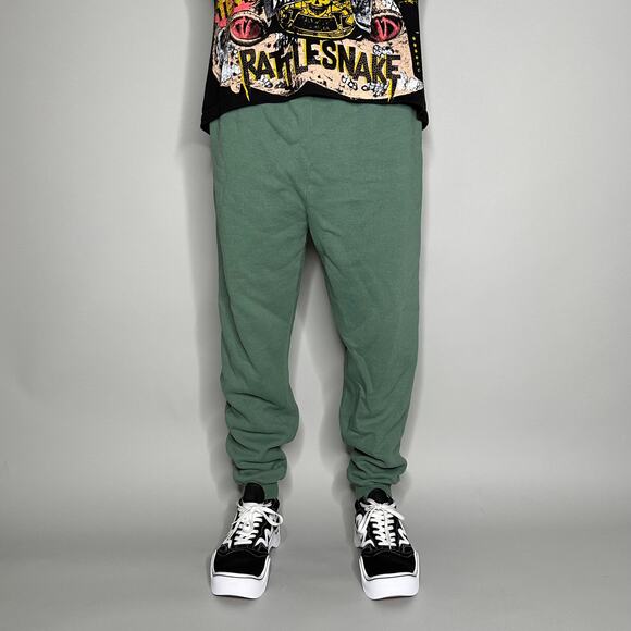 Vintage Lee Heavyweight Sweatpants Sage Green Cotton Joggers Baggy Made USA 90s - Picture 2 of 4